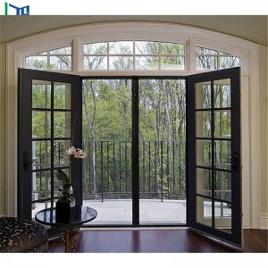 Gloine Alúmanaim Gloine Dúbailte Dearadh Doirse Inslithe Swing Gairdín Doras na Fraince Doras Taobh amuigh