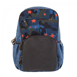 18SC-6940D Vintage Crazy Capall fíor Leathar Camo Backpack Backpack Mórdhíol Do na bhFear
