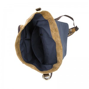 19SC-7909D zipper dlúth ríomhaire leathair flap chanbhás flap leathair backpack