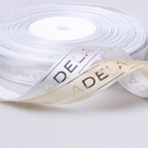 1 # ribín saincheaptha ainm priontáilte lógó ainm branda le haghaidh bows gruaige