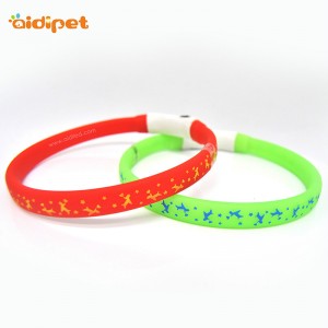 Cur Chun Cinn Colorful Usb Ath-inúsáidte Silicone Madraí faoi stiúir Collar Rialú Cianrialtán Pet Uisceproof agus Leashes