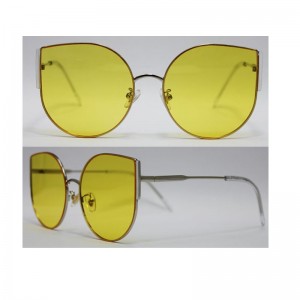 Lógó Saincheaptha Mórdhíola Miotal Sunglasses Mná Big Cat Eyes Frame