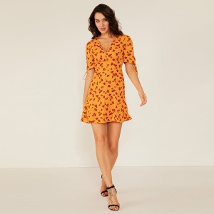 Gúna Gairmiúla Monarcha Oem Mná Samhraidh Cló Priontáil Floral Priontáil Floral