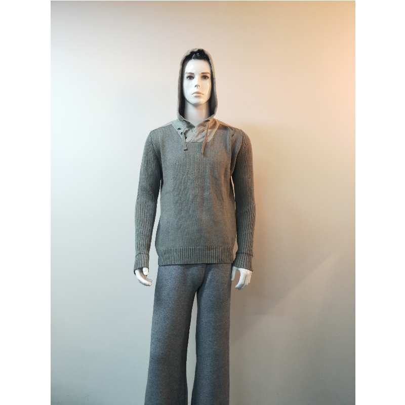 GRAY HOODED SWEATER RLMS0038F