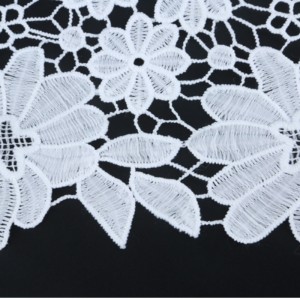 Fabraic lása íon fabraic lása poileistear bróidnithe, síoda bainne, lása lace.Polyester / níolón, lása cadáis