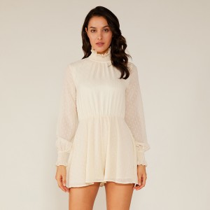 Faisean na mBan Samhraidh Chiffon Halter Bán Lása Gúna Gearr