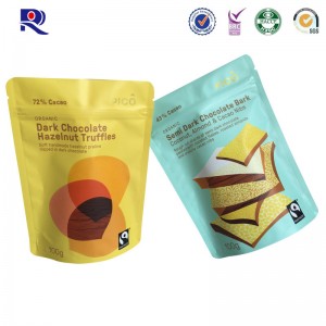 Scragall alúmanaim ag seasamh suas pouch le zipper le haghaidh seacláide nó pacáistithe bia eile 100g 250g 500g srl