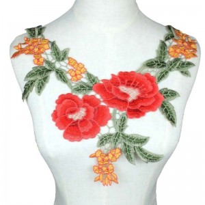 Saor in Aisce íoslódáil Féach ar Collar Lása Bróidnéireacht Floral Lása 3D Colorful Paistí Muineál Neckline