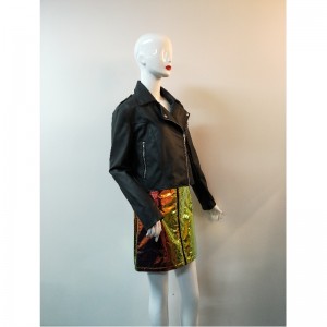 BLACK PU BIKET JACKET RLWPJ0010N