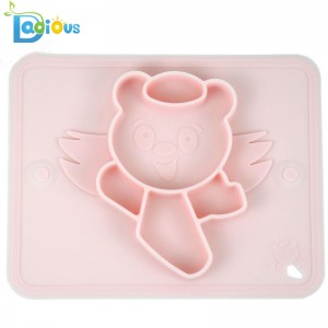 Lógó Saincheaptha Pláta um Bheathú Linbh píosa Silicone Baby Pláta le Cup Súchán An chuid is mó de na Tráidirí Ardchathaoireacha