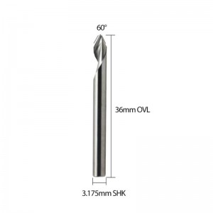 Uirlis Bíseach 60 Céim V Greanadh Greanchláir Greamán Bunchlónna CNC Snáithe Inse 1/8 do Chopar Adhmaid crua 5PCS Alúmanam MDF