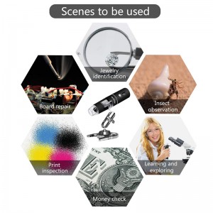 Micreascóp Digiteach Gan Sreang 50X go 1000X, 8 Ceamara Ionscópachta Formhéadaithe faoi stiúir le Seasamh Cás \u0026 Miotal Iompraíochta, Comhoiriúnach do Android Windows 7 8 10 Linux Mac
