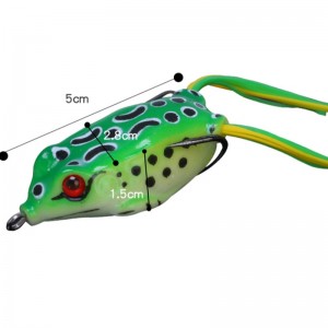 Silicone toirneach frog fréamhaithe Lei frog baoite baoite bhaoite bréagach Hook dúbailte bhaoite dubh iasc dubh speisialtóireacht i marú trealamh iascaireachta