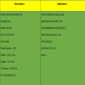 Pillíní coscáin (OE: 4E0698151K)