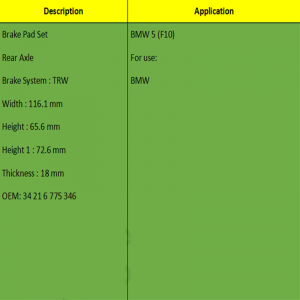 Pillíní coscáin (OE: 34 21 6 775 346)