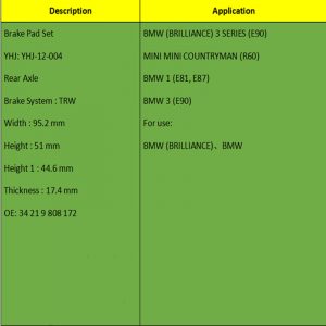 Pillíní coscáin (OE: 3421 9808172)