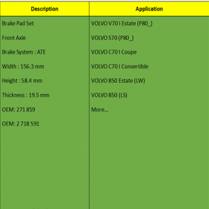 Pads coscáin (OE: 271 859, OE: 2 718 591)