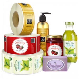 Lipéad greamáin priontála táirge féin-ghreamaitheach saincheaptha, greamán lipéid phriontála cló greamaitheacha