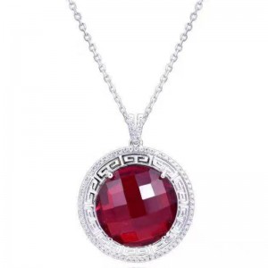 Saor in Aisce íoslódáil Féach ar Jewelry bainise Garnet dearg Ruby necklace banphrionsa pendant criostail