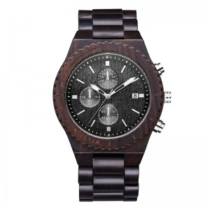 Ilfheidhmeach Chronograph Black Watch Watch na bhFear Eco-chairdiúil Watch Wood Nádúrtha