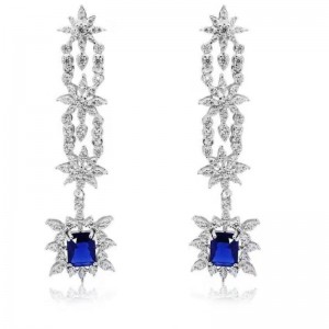925 zirconia ciúbach sapphire airgead sterling mná bainis cluaise Bride dangle Bride
