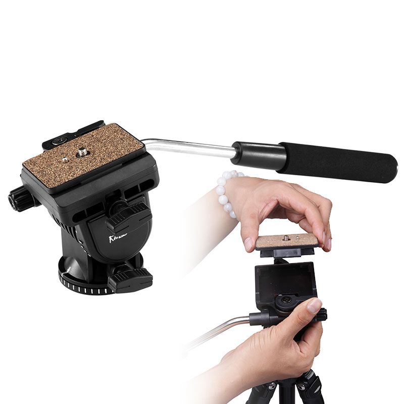 Seasann Kingjoy VT-1500 Físeán Ceamara Tripod Inchoigeartaithe le Ceann Sreabhán Insamhlaithe Tarraingthe Tilt