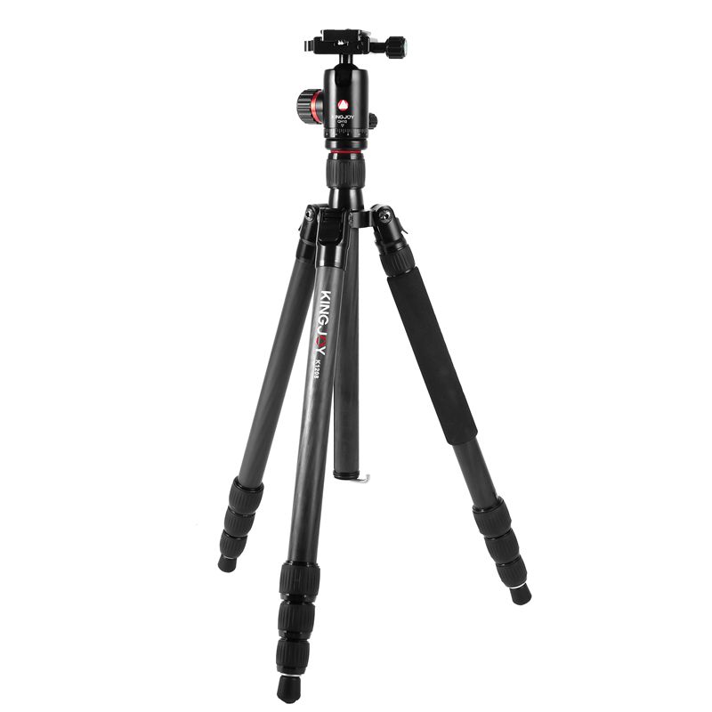 Kingjoy K1208 Sraith Taistil Solais Tripod Fiber Charbóin le Ceann Ball QH10 agus mála iompair