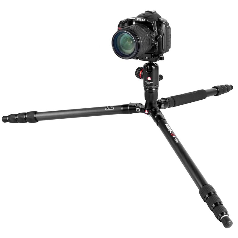 Kingjoy K1208 Sraith Taistil Solais Tripod Fiber Charbóin le Ceann Ball QH10 agus mála iompair