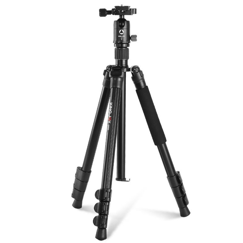 KINGJOY G555 61.5 in / 156 cm Loc Smeach Ceamara Monapod Tripod, Tripod Inaistrithe Éadrom le Ceann 360 ° Panoramic Ball + 1/4 