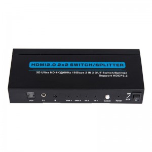V2.0 HDMI 2x2 Athraigh \/ Scoilteoir Tacaíocht 3D Ultra HD 4Kx2K @ 60Hz HDCP2.2