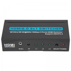 V2.0 HDMI 3x1 Switcher Support 3D Ultra HD 4Kx2K @ 60Hz HDCP2.2