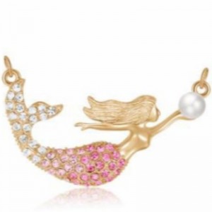 Muince pendant peile Mermaid do mhná 14 k ór 925 airgead sterling 18k ardaigh muince óir Pearl