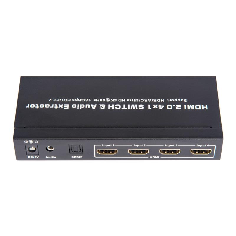 V2.0 HDMI 4x1 Switcher & Tacaíocht Fuaime Fuaime ARC Ultra HD 4Kx2K @ 60Hz HDCP2.2 18Gbps