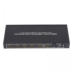 V2.0 HDMI 5x1 Switcher & Tacaíocht Fuaime Fuaime ARC Ultra HD 4Kx2K @ 60Hz HDCP2.2 18Gbps