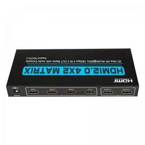 V2.0 HDMI 4x2 Maitrís Tacaíocht Ultra HD 4Kx2K @ 60Hz HDCP2.2 18Gbps Le Sliocht Fuaime