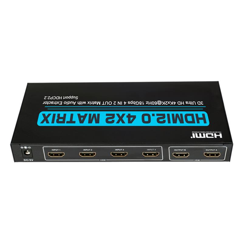 V2.0 HDMI 4x2 Maitrís Tacaíocht Ultra HD 4Kx2K @ 60Hz HDCP2.2 18Gbps Le Sliocht Fuaime