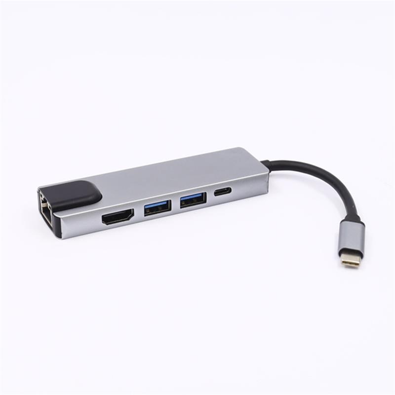 Cineál USB 5-in-1 USB go HDMI + LAN (1000M) + Cuibheoir USB 3.0x2 + Cineál C