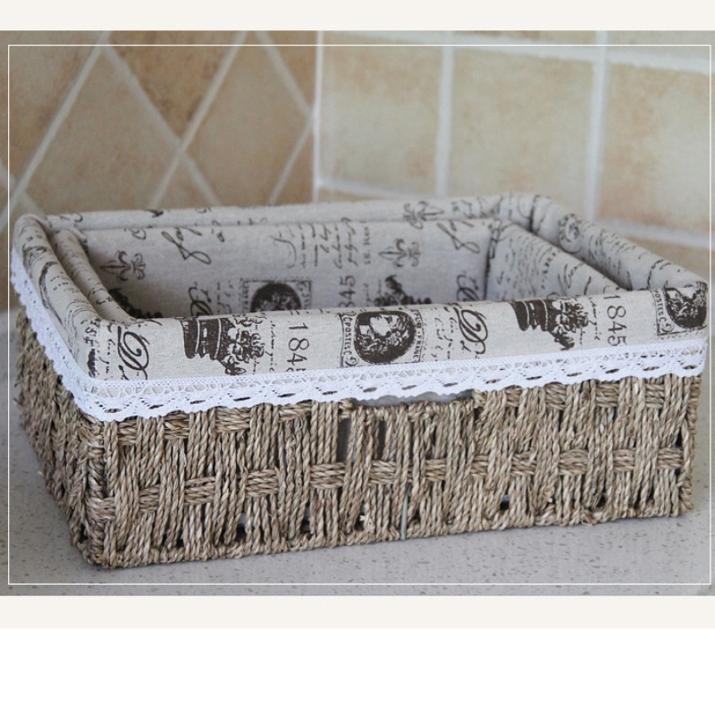 Seagrass Woven Stroage Basket with Lined