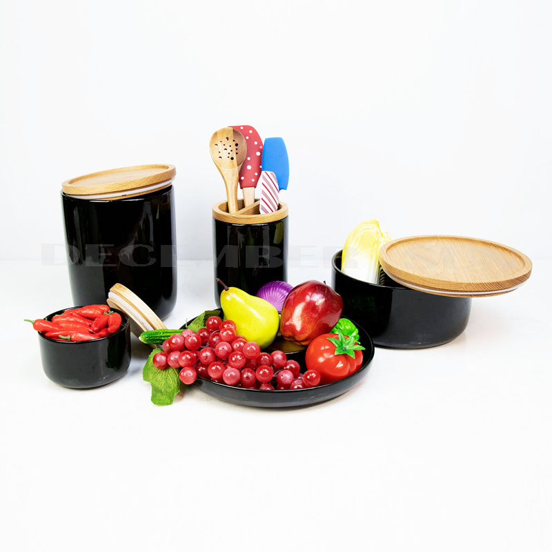 Musta keraamika hulgimüük koos kaanega köögitarvikutega