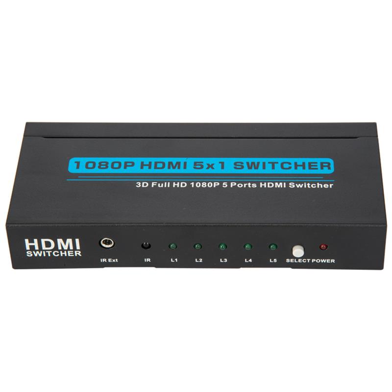 V1.3 HDMI 5x1 Switcher Support 3D Iomlán HD 1080P