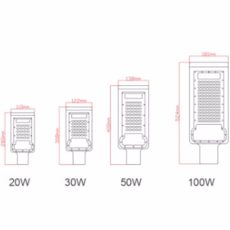 led street light 20w 30w 50w 100w