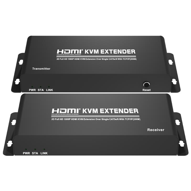 HDMI KVM Extender 200m Thar CAT5e Aonair / 6 Le Tacaíocht TCP / IP Iomlán HD 1080P