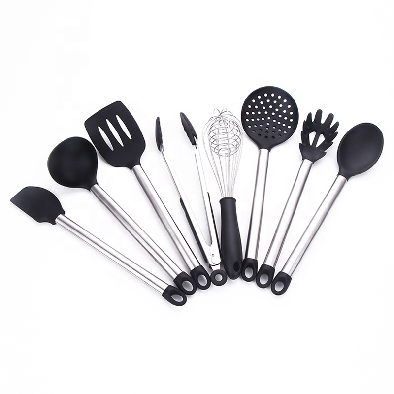 Stainless Steel Hands Küpsetamistööriistad BPA Vabad mittetoksilised Silicone Turner Tongs Spatula Spoon Kitchen Gadgets’i Utlensikomplekt