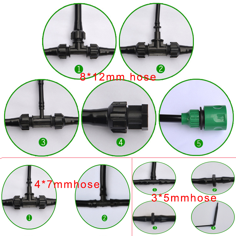 Päikesesüsteemi atuo niisutussüsteem 4*7mm laiend PVC voolik Mikro Spinkler Tubing Assemblies