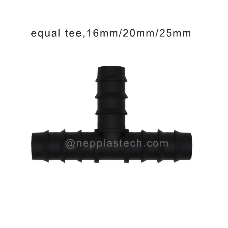 córas uisciúcháin uathoibríoch gréine te barbed píopa 25mm PE, nascóirí barb uillinn píopa 20mm PE, nascóirí díreacha píopa PE 16mm