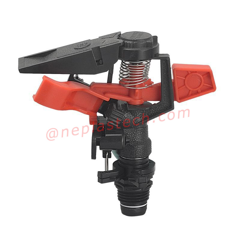 Sprinklers impulse talamh feirme faiche gairdín plaisteach inoiriúnaithe agus uillinn spraeála