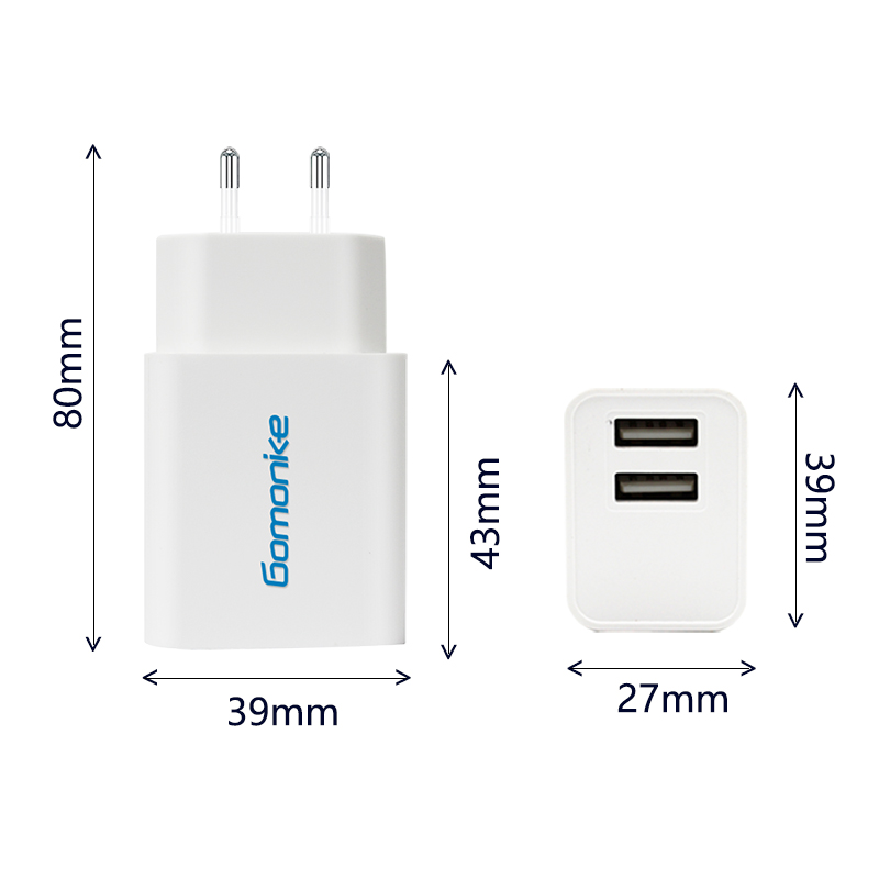 Cuibheoir Breiseán Eorpach, 2.1A Dé-Charger Balla USB Comhoiriúnach le Fóin iPhone, Samsung, LG, Android