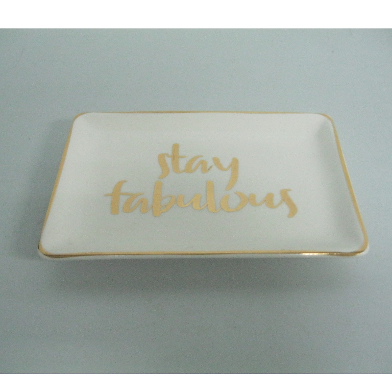 Gold Rimmed Ceramic Food Service Plate Derocation Plate 4