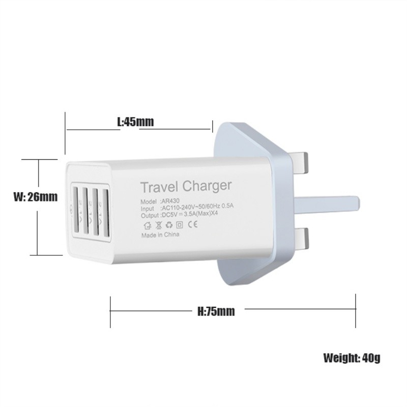 Plug fast 3.0 18W 4 2.1A Port USB Wall Charger AC Travel Charder Adapter kaasaskantav laadija usb multi-laadija