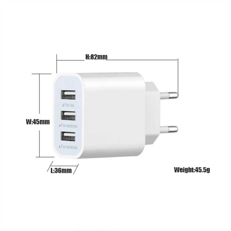 Elektripistikute pistikupesa Mobiiltelefoni kiire laadija universaaladapter 3USB reisilaadija kaasaskantav laadija